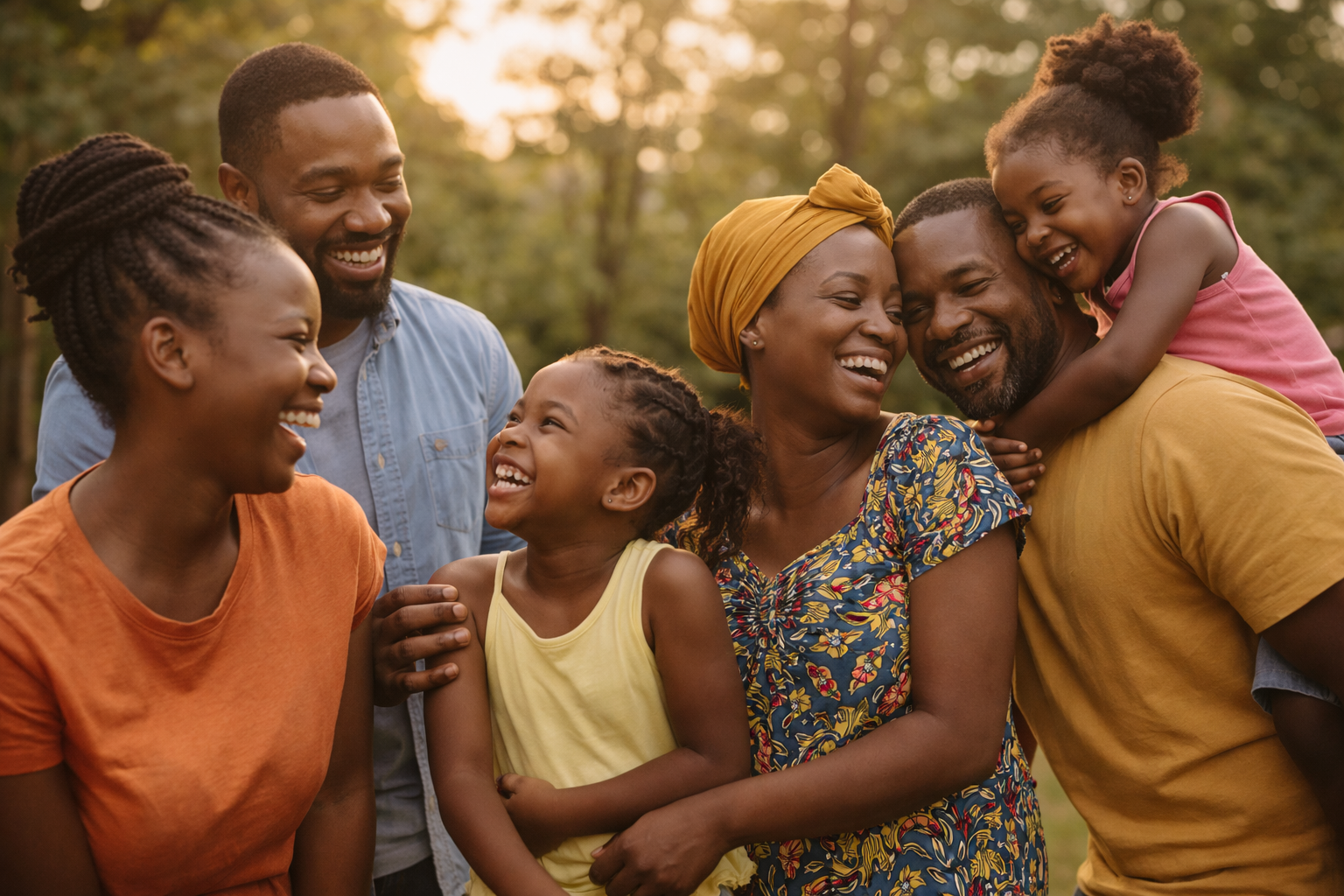 Joyful African family together