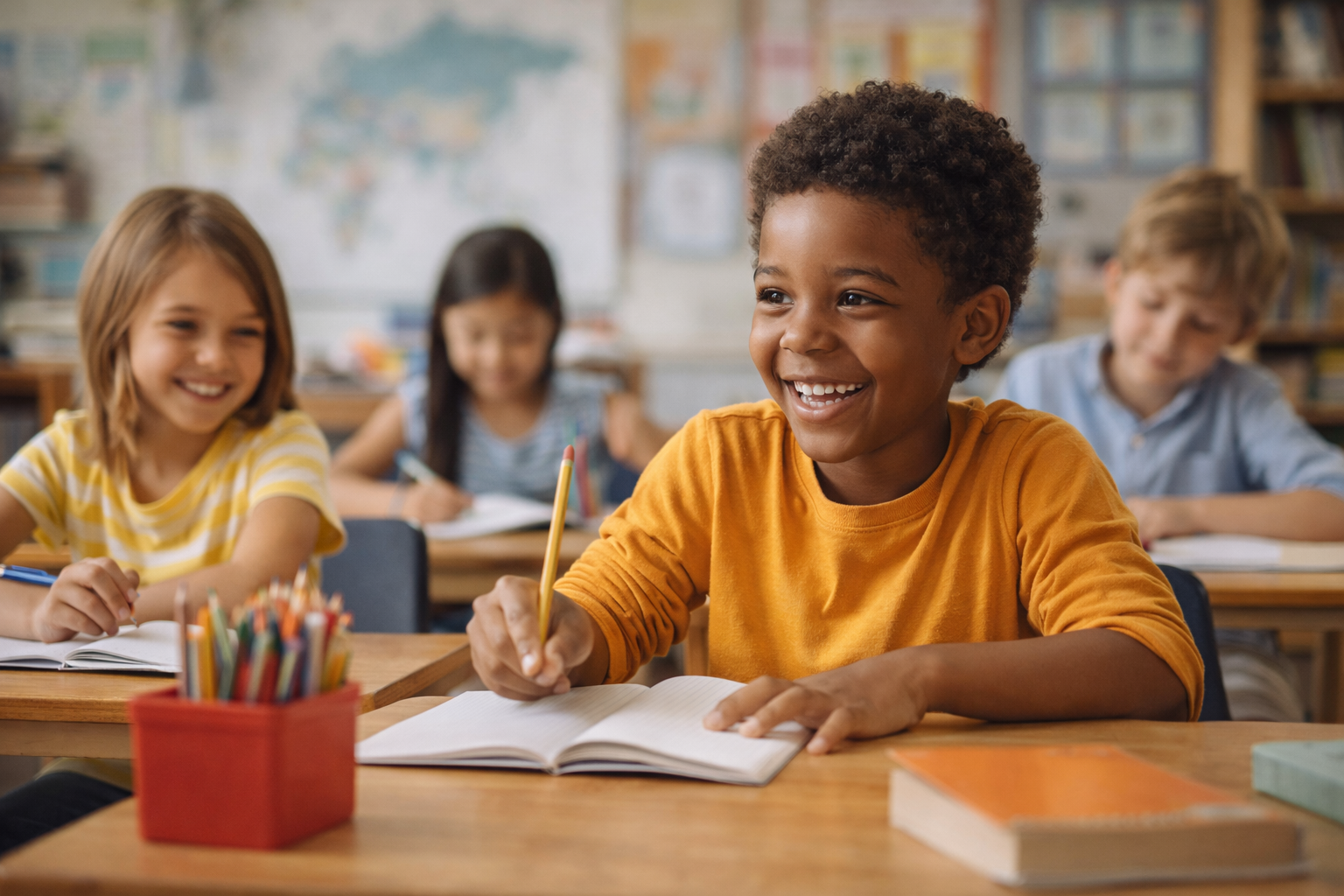 Child learning in school