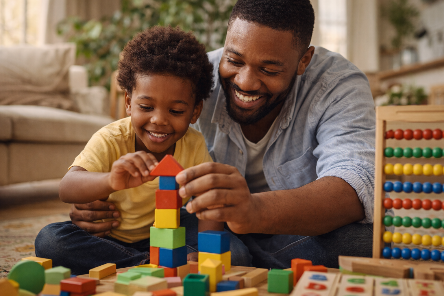 Parent and child playing together